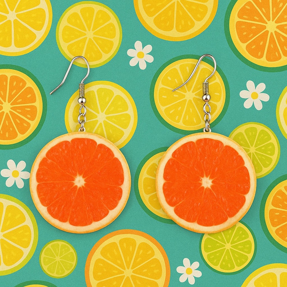 Orange and Yellow Citrus Earrings Vibrant Jewelry